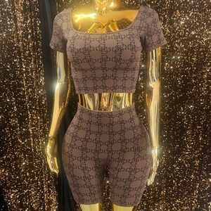 Guess Brown Logo High Waist Shorts